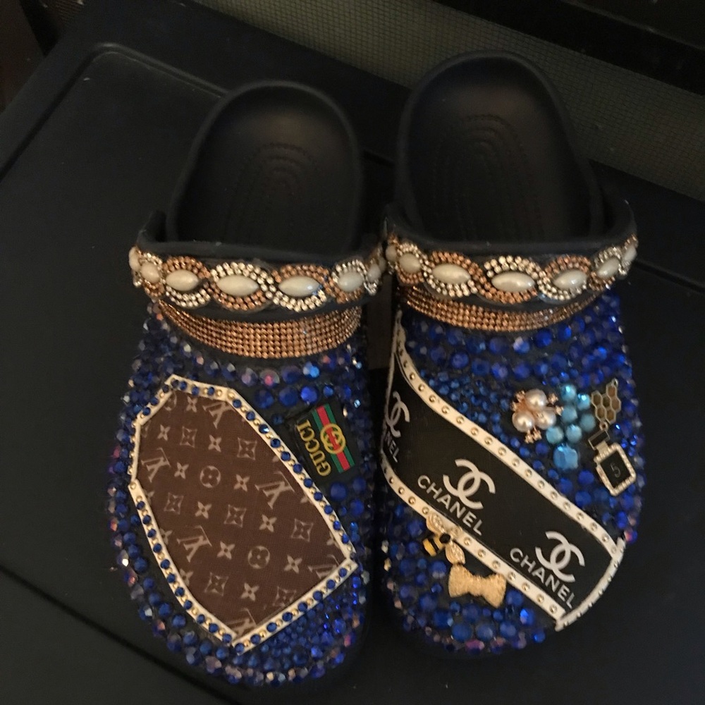 Custom blue unisex bling crocs new custom crocs